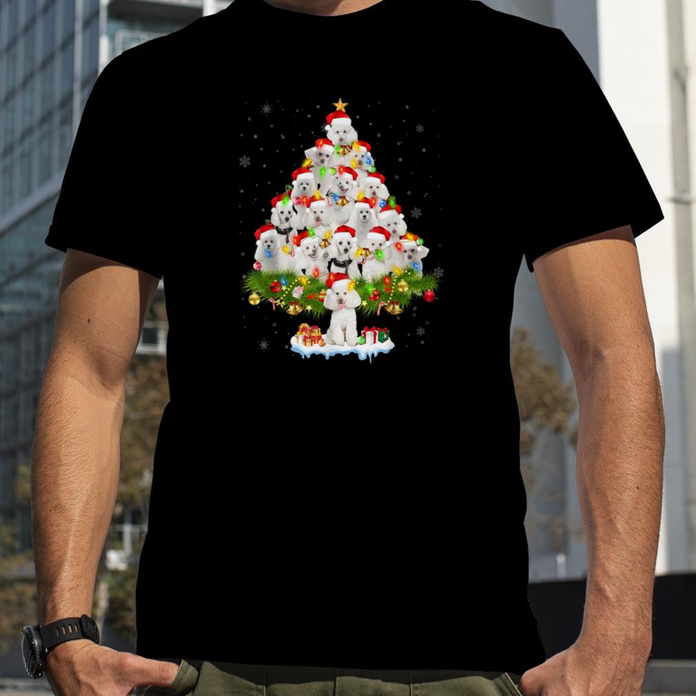 Poodle Christmas Tree Lights Ornament Decor Funny Dog Xmas T Shirt