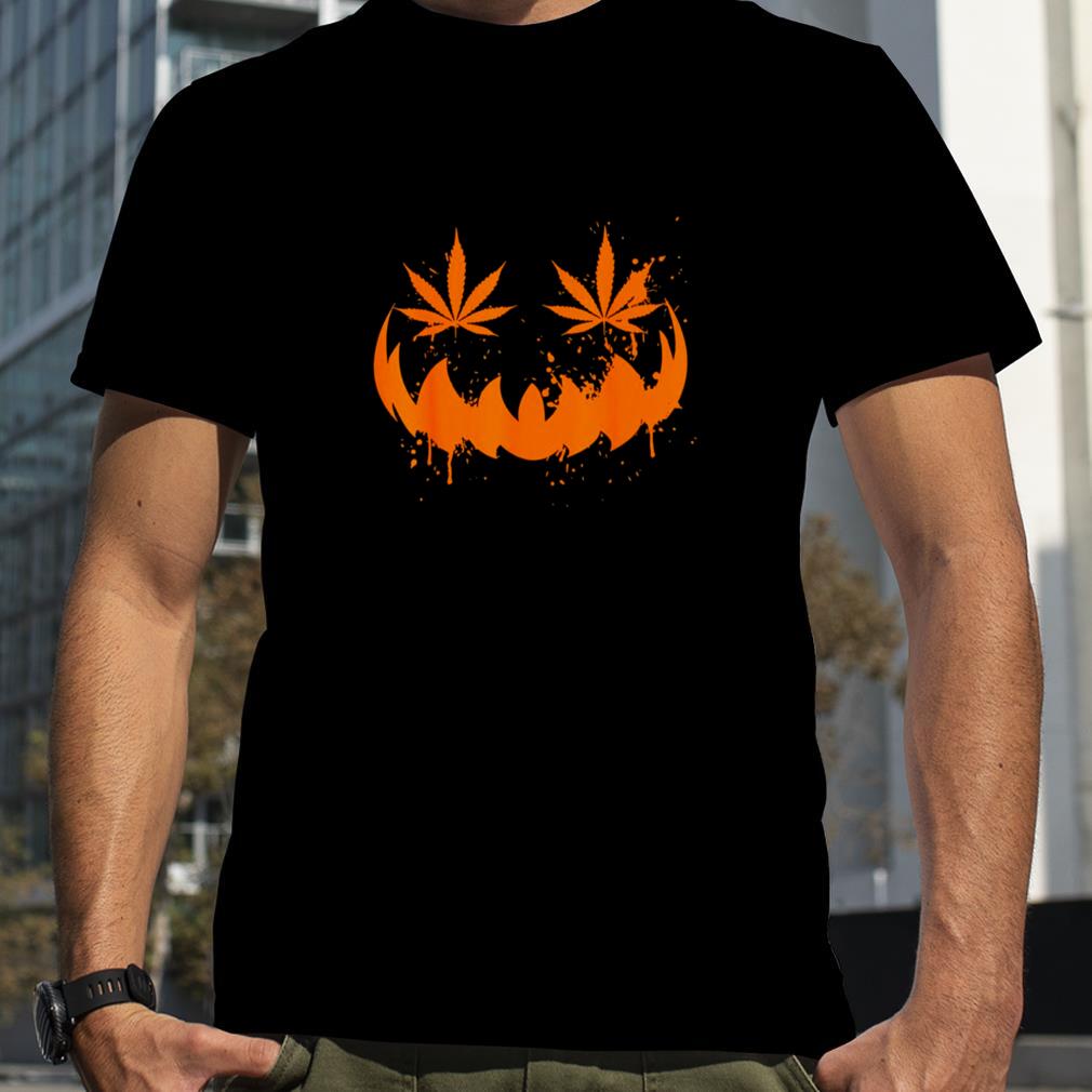 Pumpkin Face Smoking Weed Cannabis Marijuana shirt