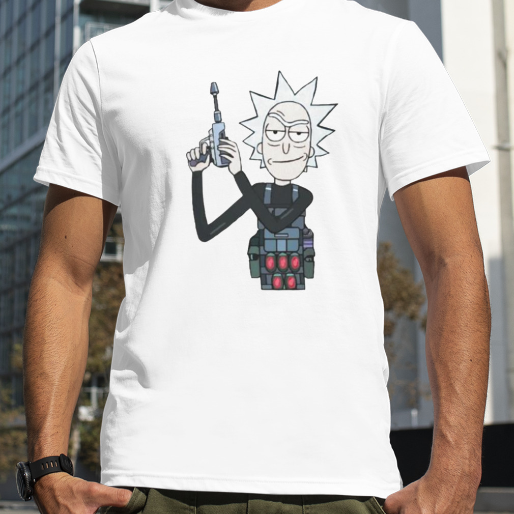 Rick and Morty rick with gun shirt