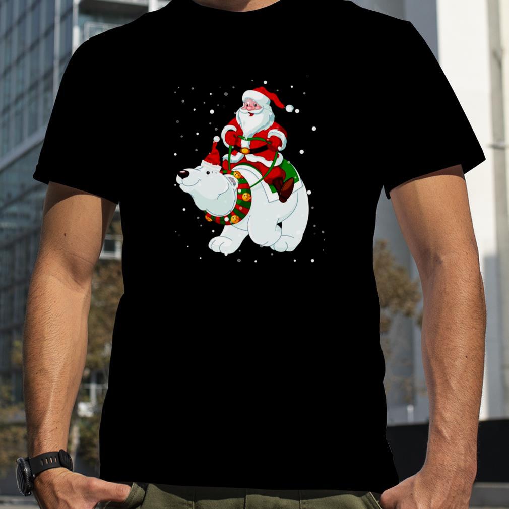 Riding Polar Bear Christmas Bear Santa shirt