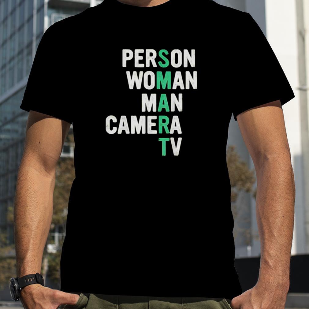 Smart person woman man camera tv shirt