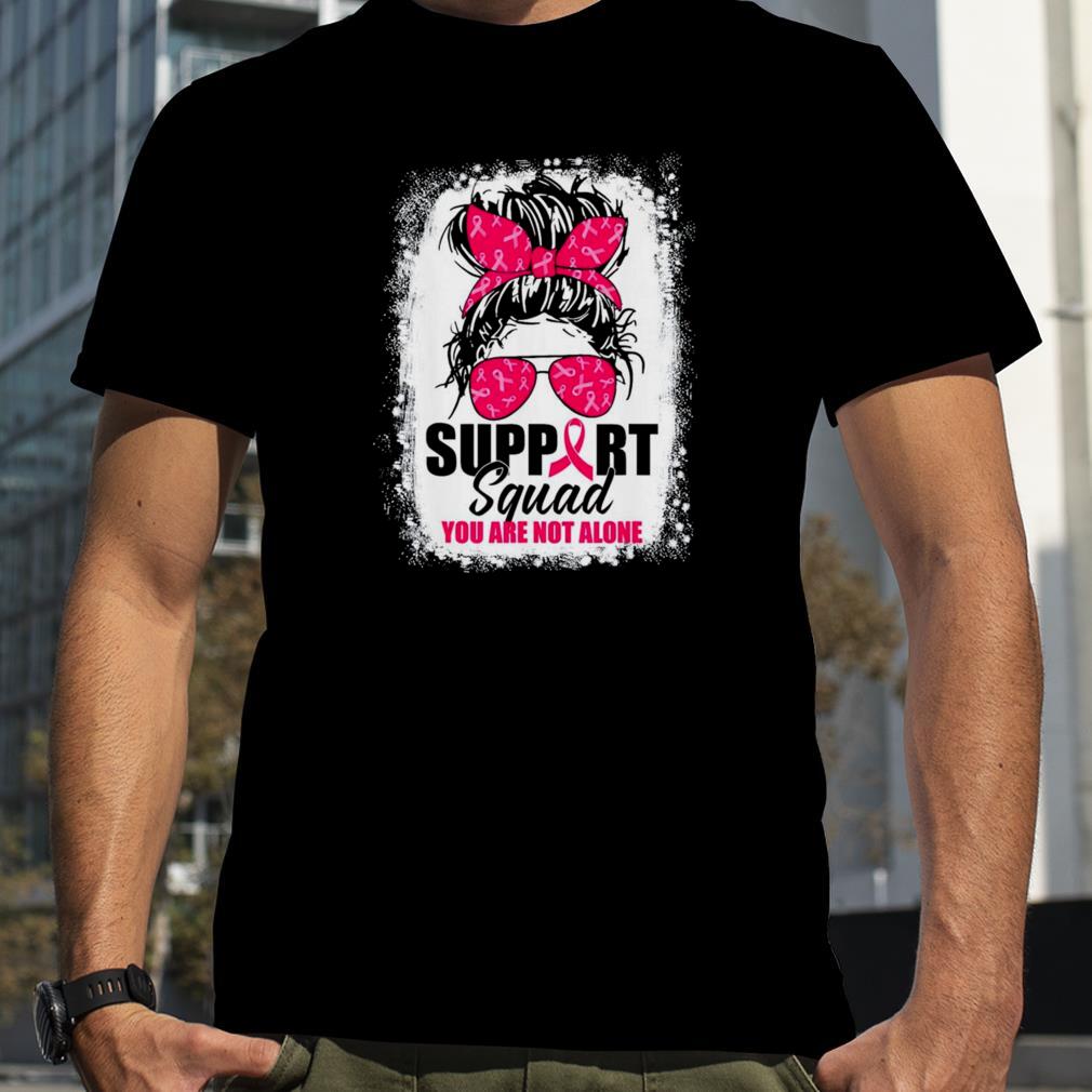 Support Squad Messy Bun Warrior Breast Cancer Awareness shirt