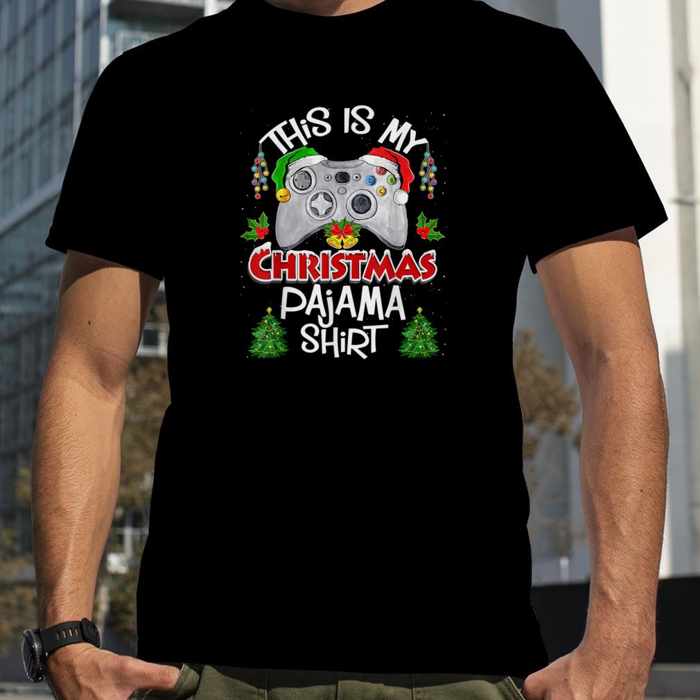 This Is My Christmas Pajama Santa Hat Gamer Video Game T Shirt
