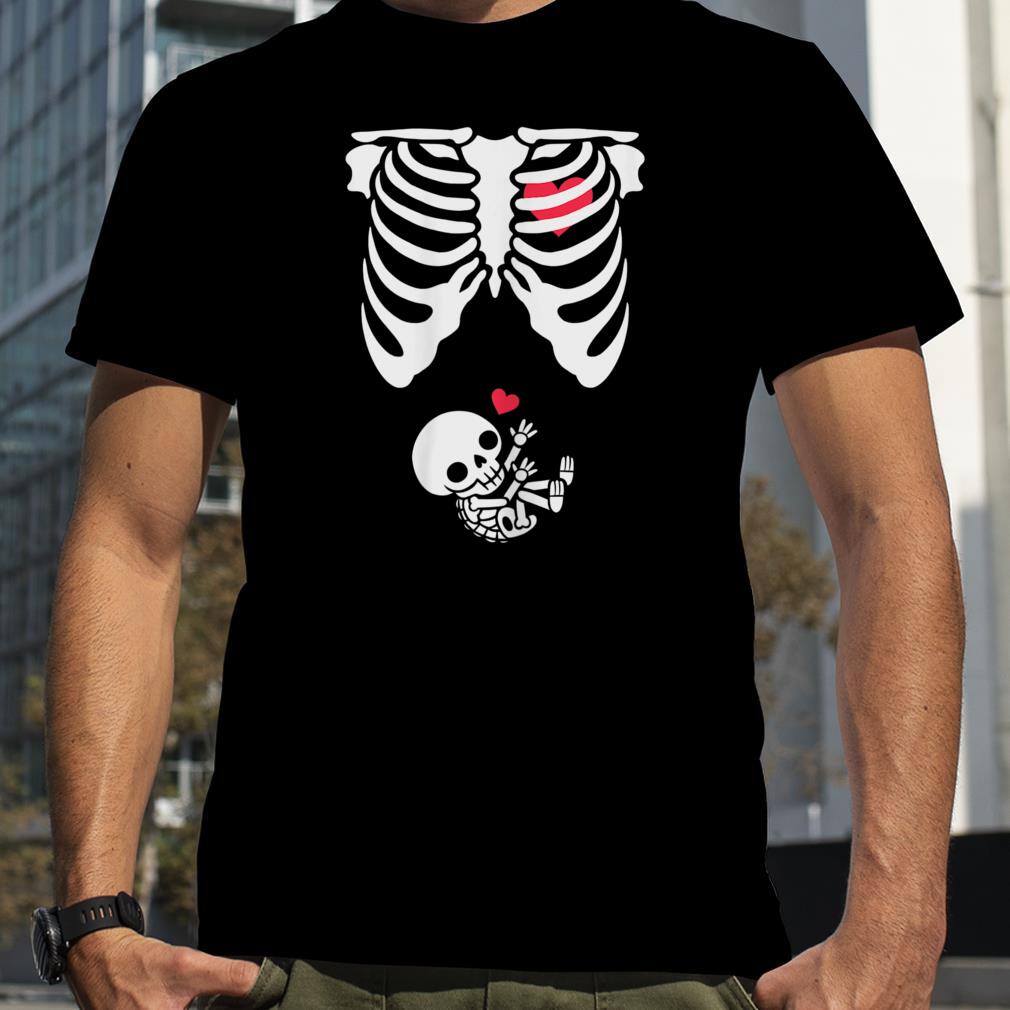 Womens Baby Skeleton Pregnancy T Shirt Halloween T Shirt