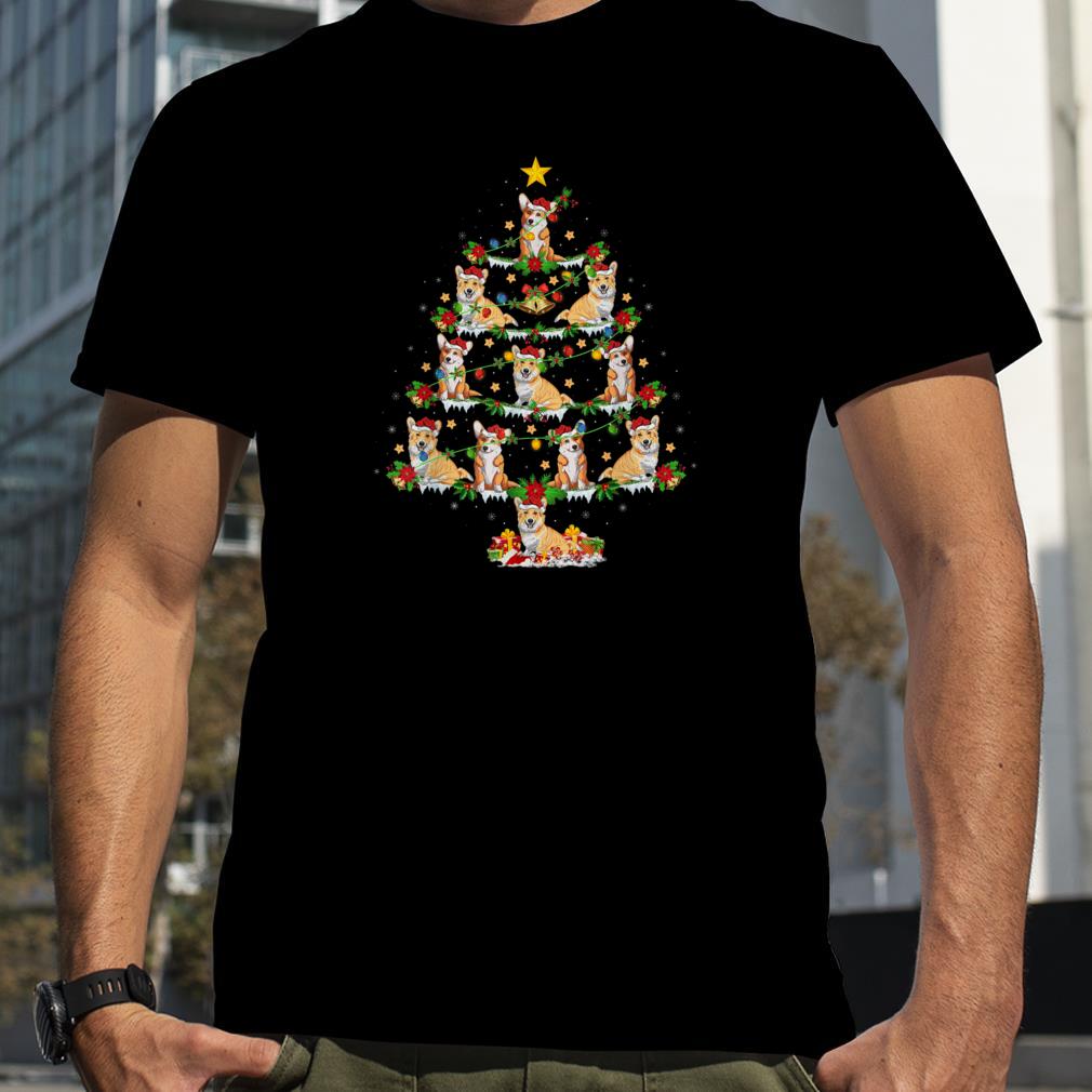 Xmas Lights Welsh Corgi Dog Christmas Tree T Shirt
