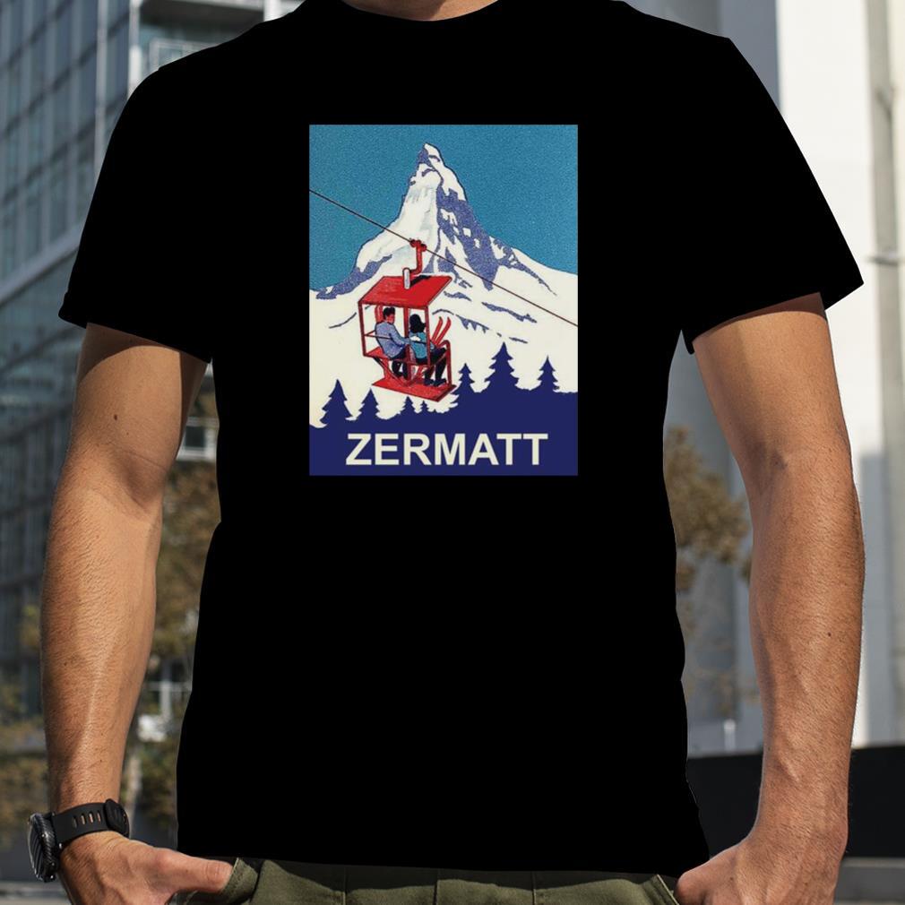 Zermatt Mountain Peak Couple On A Ski Lift Switzerland shirt