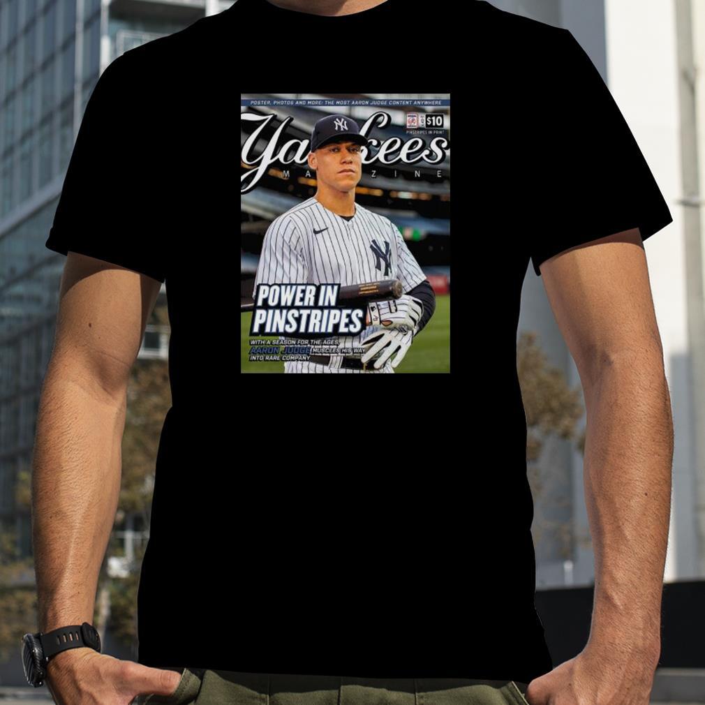 aaron judge on yankees magazine power in pinstripes essential shirt