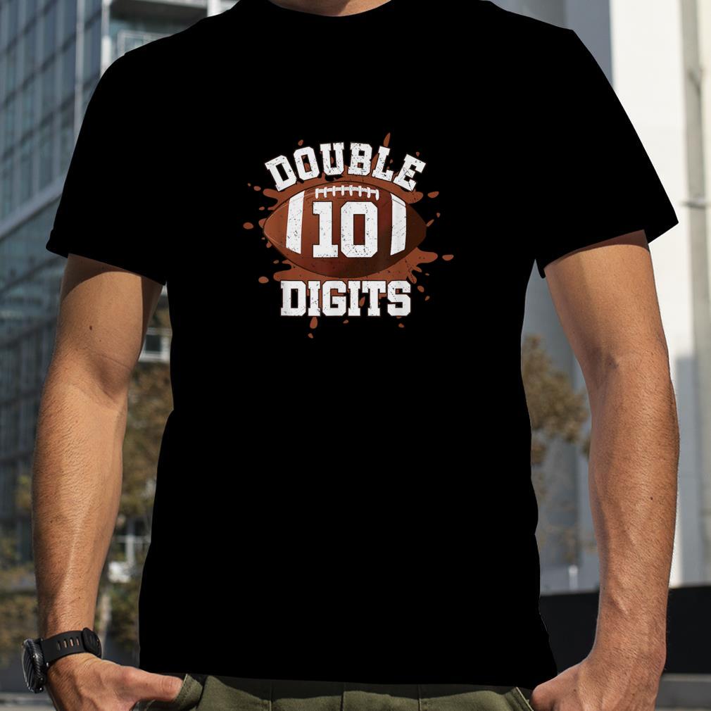 Double Digits Birthday Decorations Boy 10 Football 10th Bday T Shirt